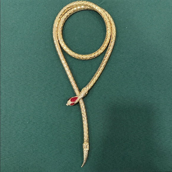 Whiting and Davis | Vintage Gold Snake Necklace - Picture 1 of 4